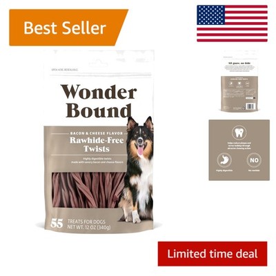 Rawhide-Free Bacon & Cheese Chews - 55 Count Dental Health Treats for Dogs