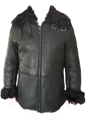 Vintage 2000s Gucci Tom Ford Shearling Black Jacket Fur Trim
