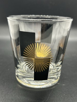Vintage Mid Century Modern 50's 60's Atomic Starburst Cocktail Glass Gold BN8