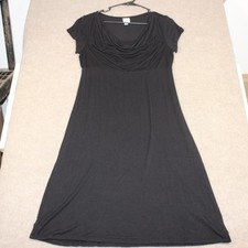 Merona Black Cowl Neck Empire Waist Midi Dress Short Sleeve Size M