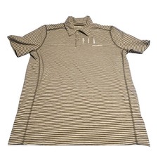 NEW Eddie Bauer Size S Two Button Polo Short Sleeve Gray Stiped Shirt Outdoor