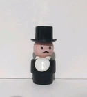 Vintage Fisher Price Little People Western Town Mayor Black top hat 2.5"