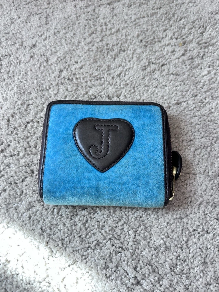 Cartera Bordada Corona Terciopelo Azul/Marrón Y2K Juicy Couture De Colección Foto 3 de 4