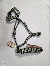 Weaver Leather Nylon Western Halter  Lead Rope Set Black Gold Blue Horse