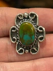 Vintage Navajo Sonoran Mountain Turquoise & Silver Flower Blossom Ring Size 5