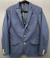 J Crew Thompson Blazer Men 38R Blue Cotton Preppy Academia Jacket Sport Coat