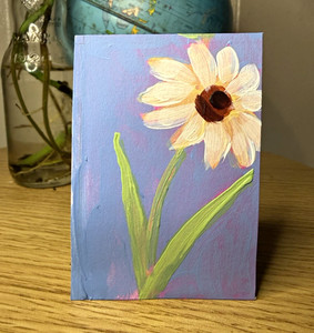 ACEO Daisies on Blue hand painted original art card