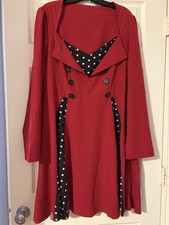 SHEIN Curve Red Polka Dot Long dress 2XL Plus Size Button Collared