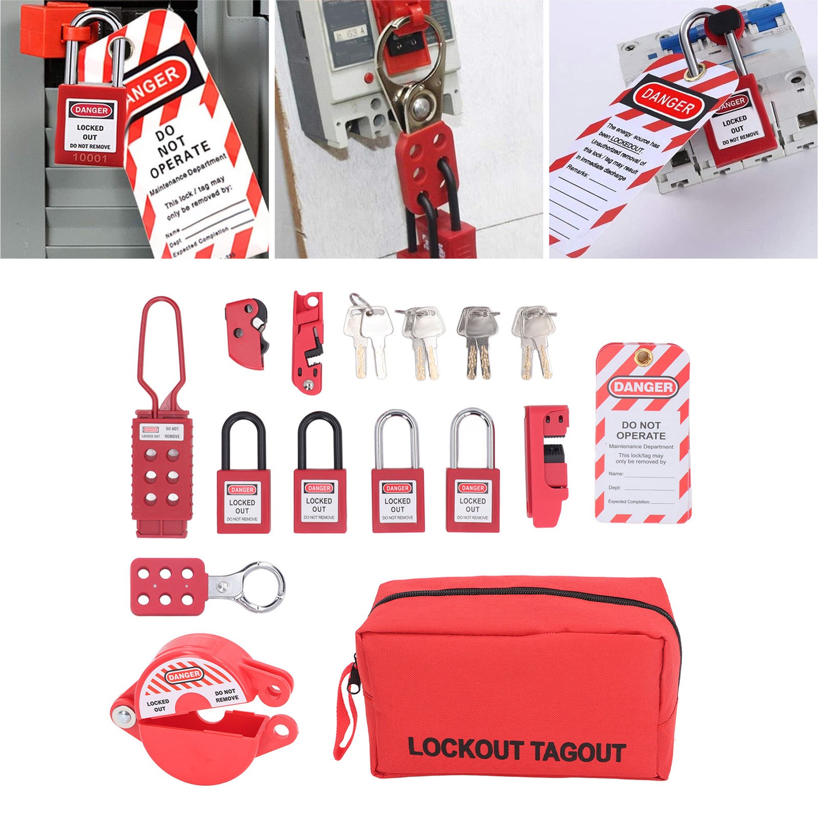 Electrical Lockout Tagout Kit Safety Lockout Padlocks Kit For Mechanical