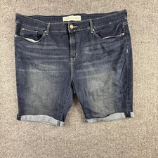 Signature By Levi Strauss Shorts Womens 18 Blue Denim Bermuda Mid Rise Cuffed