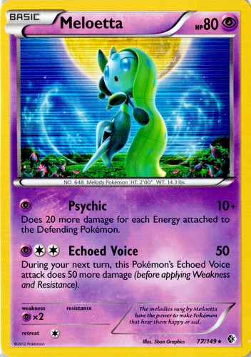 Pokémon TCG - Meloetta - 77/149 - Holo Rare - Boundaries Crossed [Moderate Play]