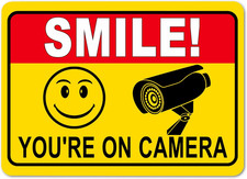 Tin Signs Smile You  Re on Camera Sign, Video Surveillance Signs Outdoor,Uv Print