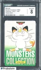 1996 Pokemon Vintage Bandai Carddass Part 1 #52 Green Card Meowth CGC 8 Mint
