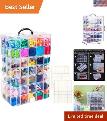 7-Tier Stackable Storage Container Box with 70 Compartments, Plastic Organize...
