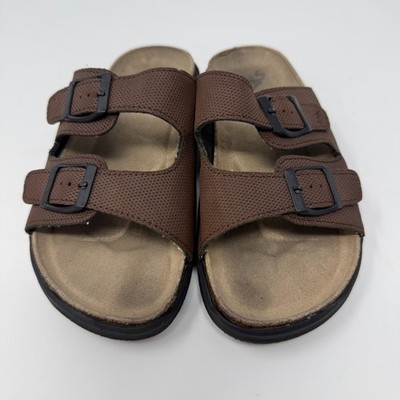 Quicksilver Sandals Size 2 Brown Double Buckle Slides 