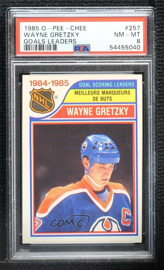1985-86 O-Pee-Chee Wayne Gretzky #257 PSA 8 HOF 4qa