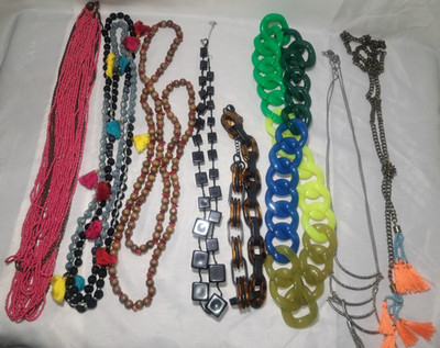Lot of 8 Costume Jewelry Necklace Unique, Retro & Statement Pieces