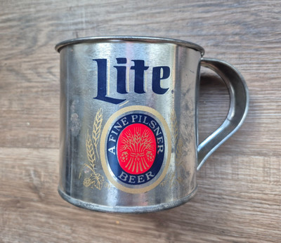 Vintage 1973 or 1974 Miller Lite Metal Mug - 50th Anniversary