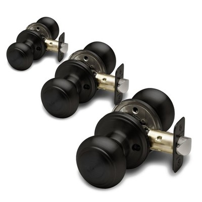 Copper Creek Colonial Passage Interior Door Knob   ANSI 3 Pack, Matte Black 