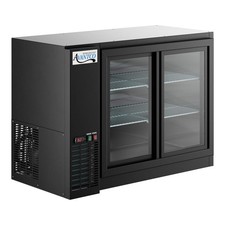 48" Black Underbar Height Narrow Sliding Glass Door Back Bar Refrigerator with G