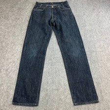 Armani Jeans Uomo Regolare Dritto 32 34 Lavaggio Scuro Blu Indaco 100% Cotone Italia