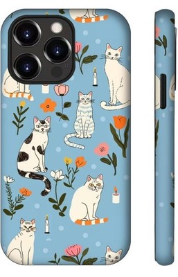 White Cat Lover Apple iPhone 13 Pro Max 6.7'' Jelly Case Back Cover Baby Sky Blue