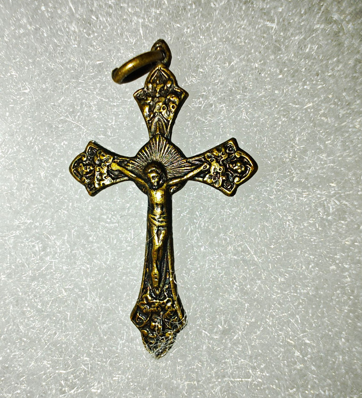 Brass Crucifix Cross Pendant Charm INRI Marking Roma Italy Christianity
