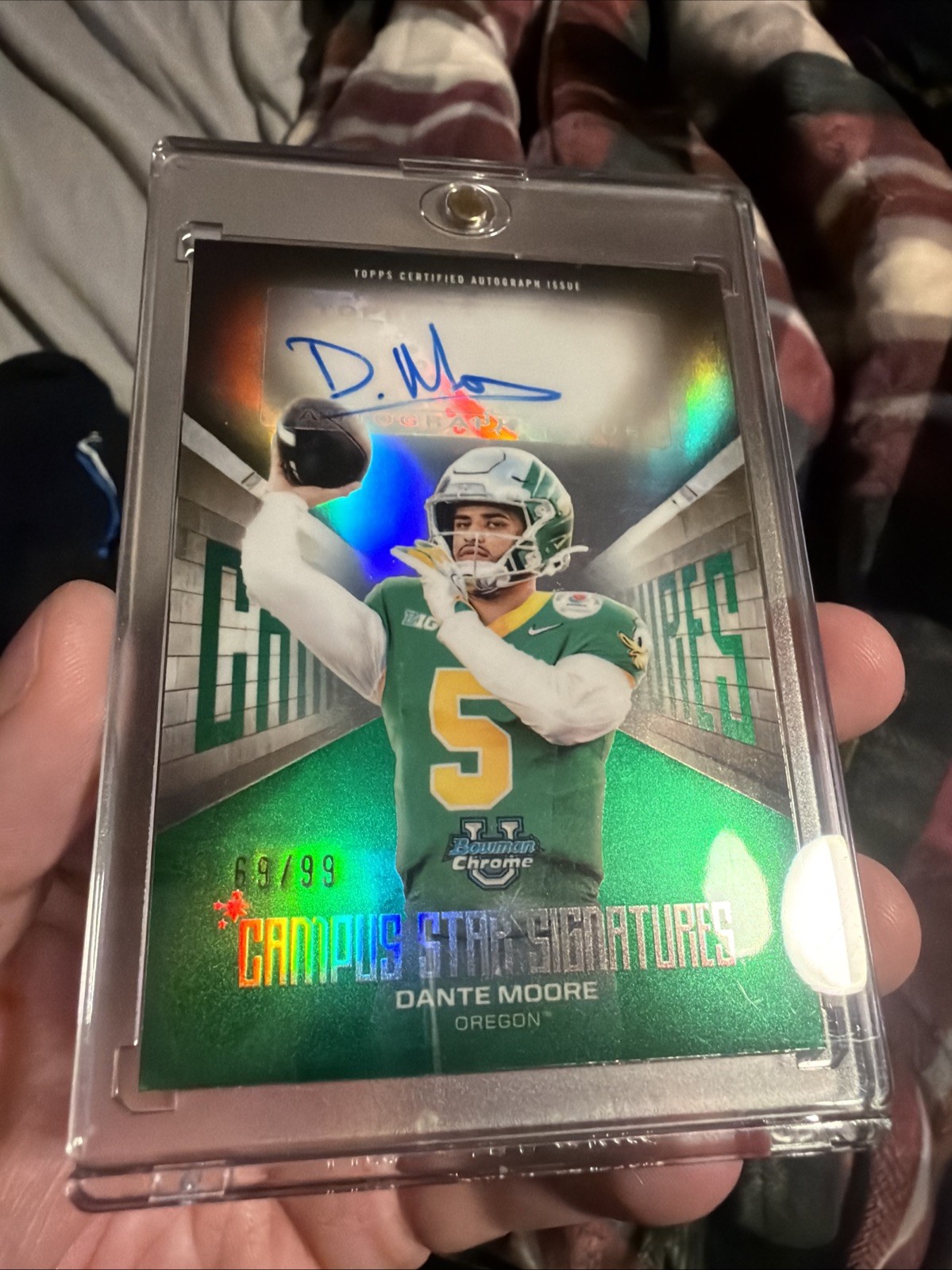 2025 Bowman Chrome University DANTE MOORE Campus Star Signatures Auto GREEN /99
