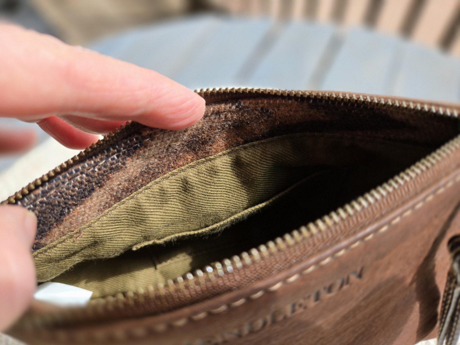 Pendleton Brown Distressed Leather Wristlet Clutc… - image 14