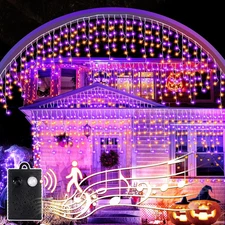 Halloween Icicle Lights with Music and Motion - 340LED 29Ft String Lights