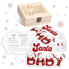 50 Pcs Double Side Christmas Baby Shower Party Advice and Prediction Santa