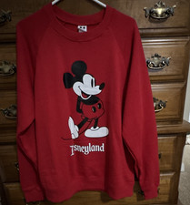 Disney Mickey Mouse Disneyland Red Crewneck Pullover Fleece Sweatshirt L