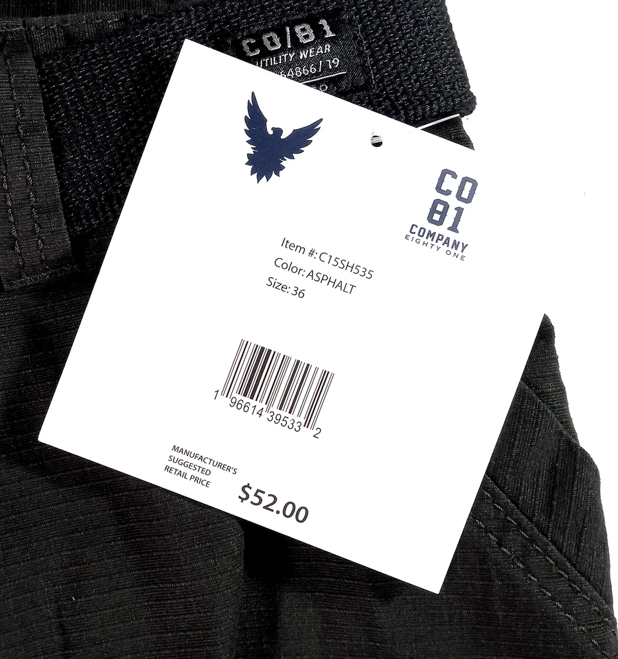 Pantalones cortos cargo Company 81 para hombre talla 36 elásticos 98 % algodón asfalto con bolsillos nuevos Foto 2 de 4