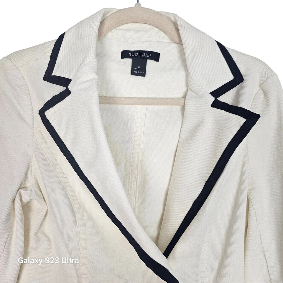 White House Black Market Blazer Crop Blazer Women 4 Ivory Corduroy Blazer Womens - Image 2 of 4