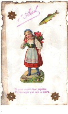 Reliefkarte - Chromo - 1. April - Ich schicke euch... wer weiß, ob er schweigt - 18731