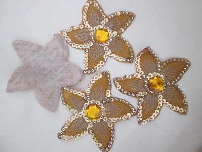12 stk set wünschfarbe  Blumen Applikation Bügelbilder Pailletten 9cm ABMix1 DE