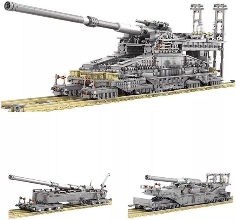 WW2 Military Schwerer Gustav/Dora Model Building Blocks Railway Gun Bricks  Toys