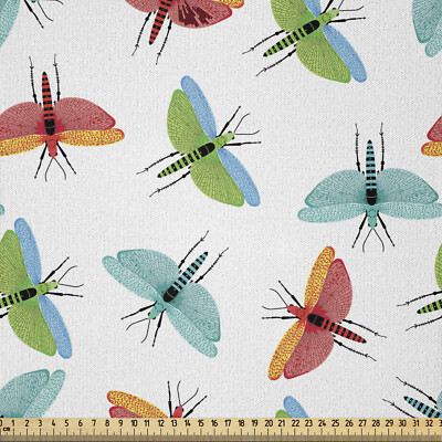Libelle Microfaser Stoff als Meterware Bunte Flügel Insekten Kunst