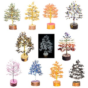 De!   tails About Natural Gemstone Crystal Feng Shui Bonsai Tree For Money Chakra Home Fortune - 