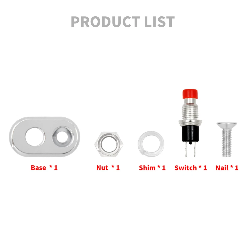 Interruptor momentáneo de 1 botón de control cromado para manillar universal de 1" para moto Foto 2 de 4