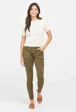 Spanx Stretch Twill Ankle Cargo Jogger Pants Size Small Darkened Olive 20311R