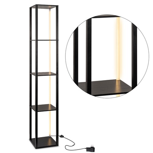 LED Floor lamp Shelves Dimmable Lamps with Footswitch for Storage