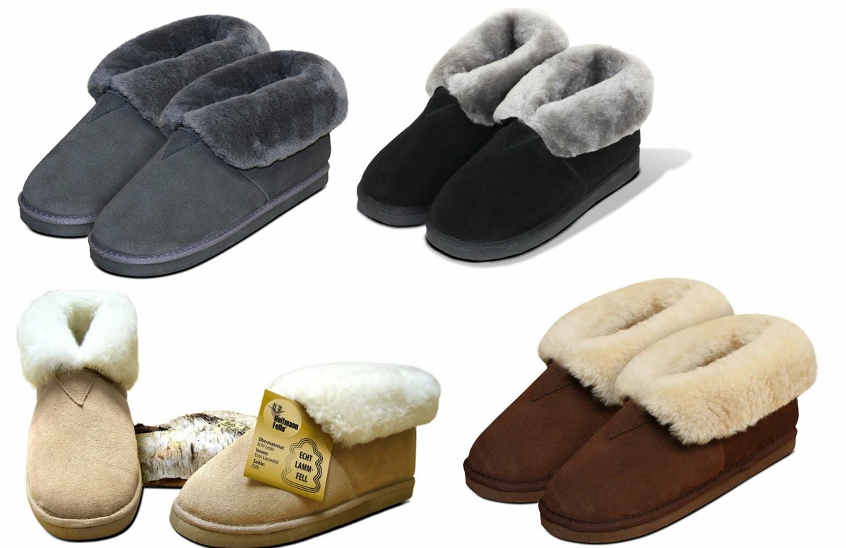 Damen Lammfell Herren Lammfell Hausschuhe Feste Sohle Lammfell
