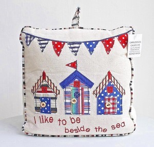 Cream Coastal Beach Huts Seaside Nautical Door Stop ...