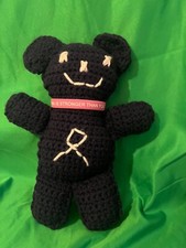 Handmade Crochet Teddy Bear- Purple with Pink Bracelet