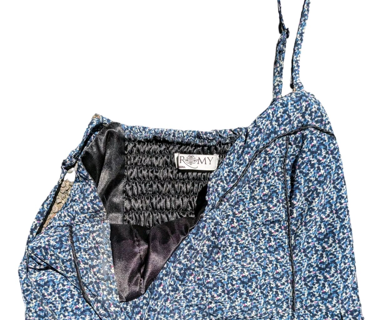 Romy Womens  Mini A line Slip Dress Sz Med Y2K Silky Corset Detail Dainty Slinky