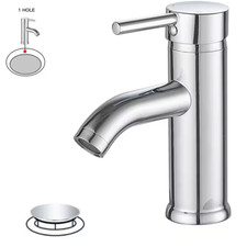Single Hole Single-Handle Bathroom Faucet with Pop up Drain in Polished Chrome