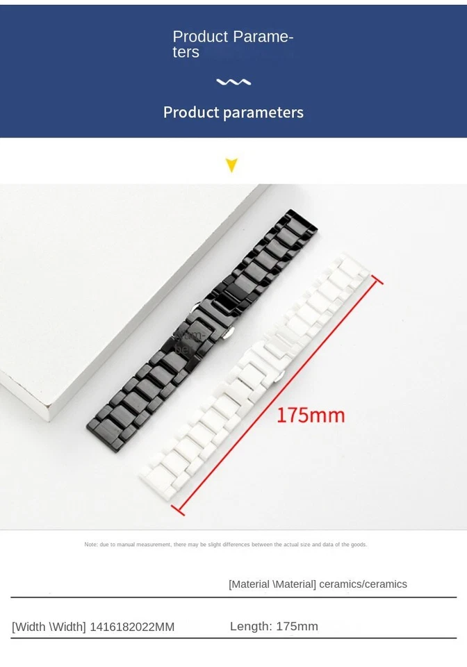 Correa de reloj de cerámica de alta calidad pulsera universal 14/16/18/20/22 mm Foto 3 de 4