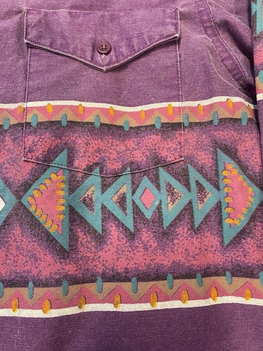 Vintage Wrangler Brushpopper Aztec Western Button Up Mens Size 16-34 Retro - Picture 4 of 12