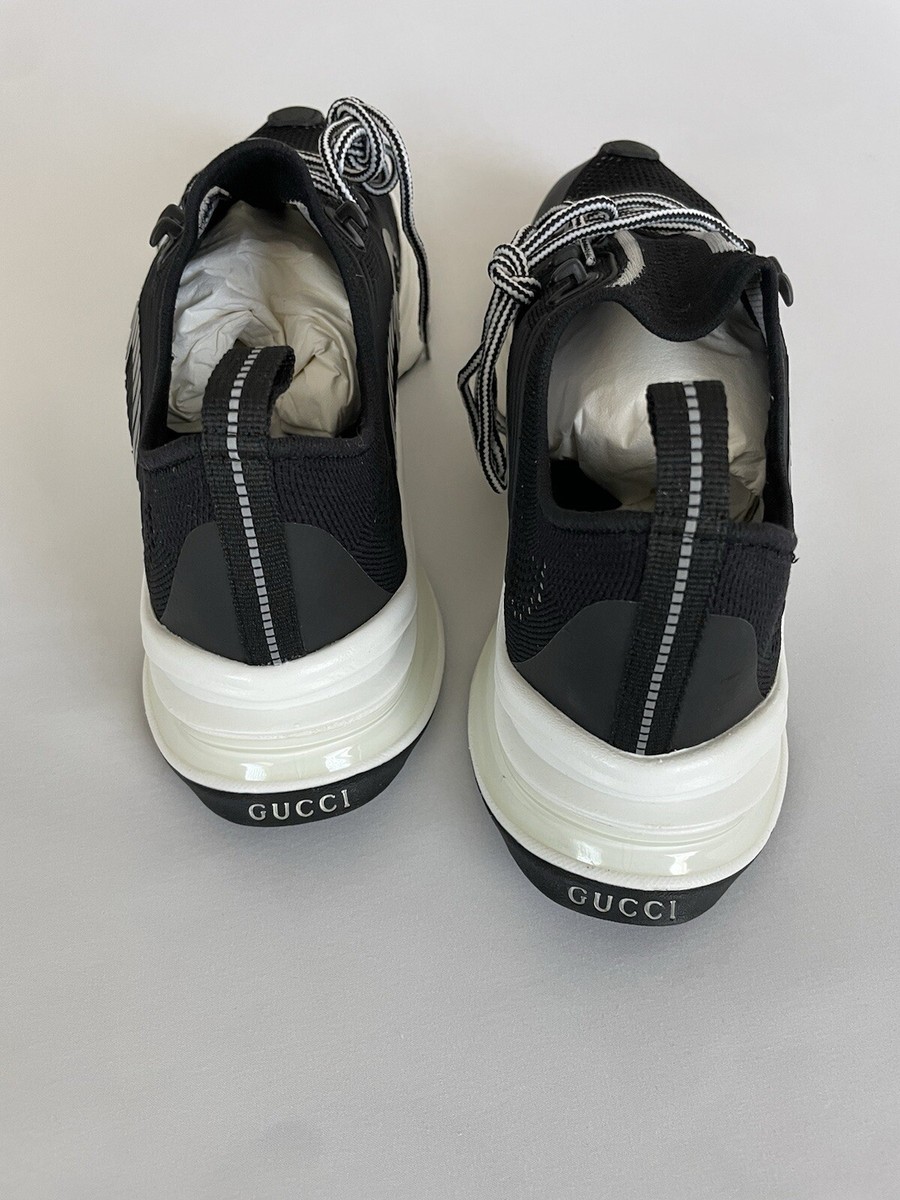 GUCCI Men's Run Knit Sneaker Shoes GG Logo Monogram Black GUCCI Men's Run Knit Sneaker Shoes GG Logo Monogram Black